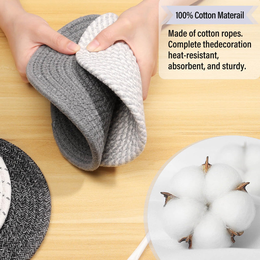 Tidponra Trivet Mats Set for Hot Dishes, 5 Heat Resistant Pot Holders Kitchen Counter, Table, Home Essentials, Anti Stain Hot Pads Plate Mats for Hot pots and Pans, 7 Inches