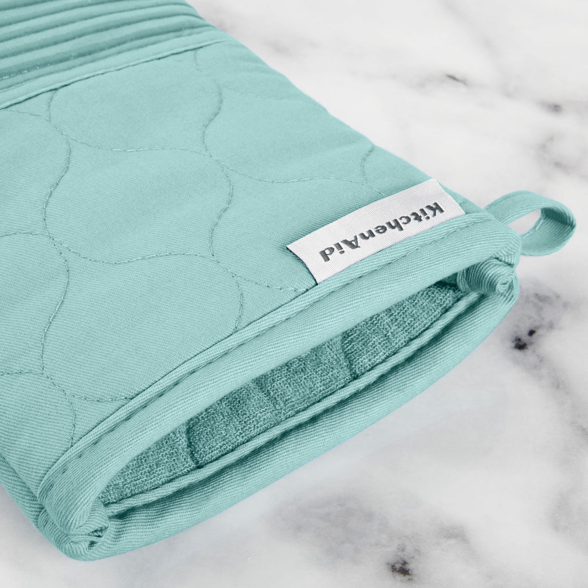 KITCHENAID Quilted Cotton Terry Cloth Oven Mitt, Pot Holder, Kitchen Towel 4-Pack Set, Heat Resistant, Silicone Grip, 16"x26", 7"x13" & 7"x10", Milkshake Tan