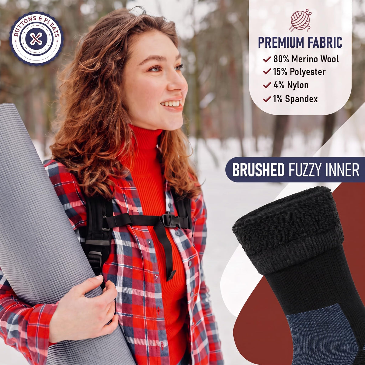Wool Socks for Men & Women Merino Thermal Warm Cozy Winter Boot Sock