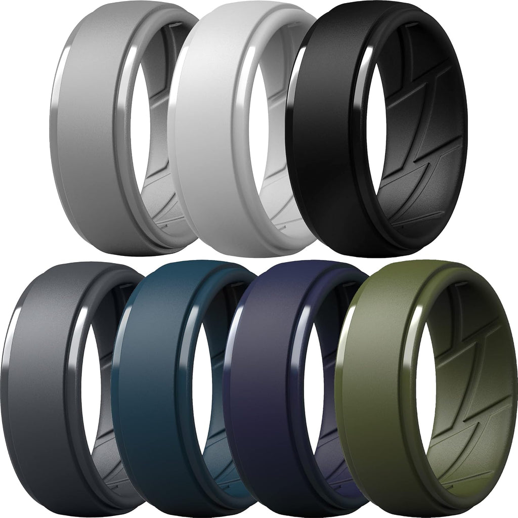ThunderFit Men's Silicone Rings, Breathable Rubber Bands, 10mm Wide