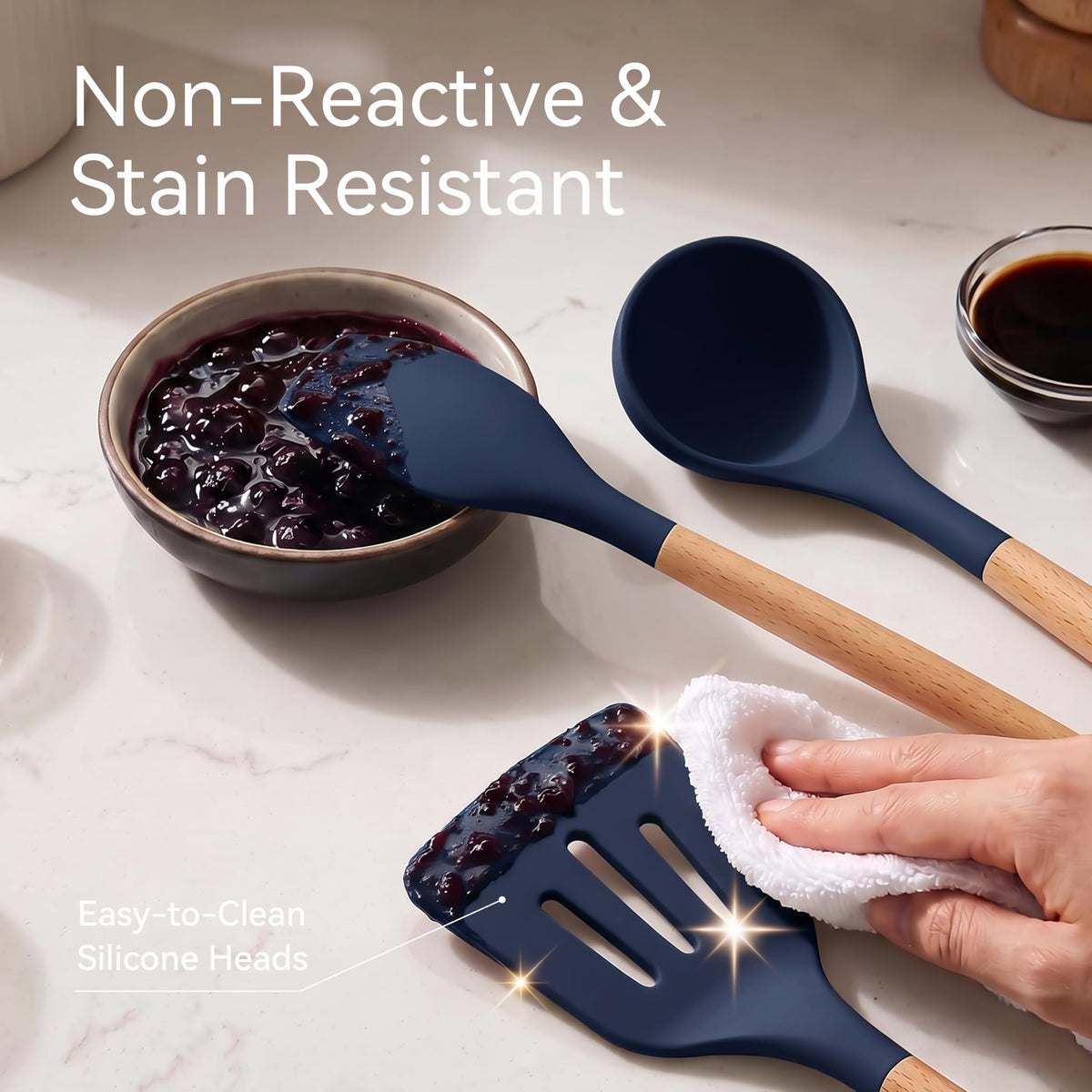 Silicone Kitchen Utensils Set, Heat-Resistant Cooking Utensils, BPA-Free