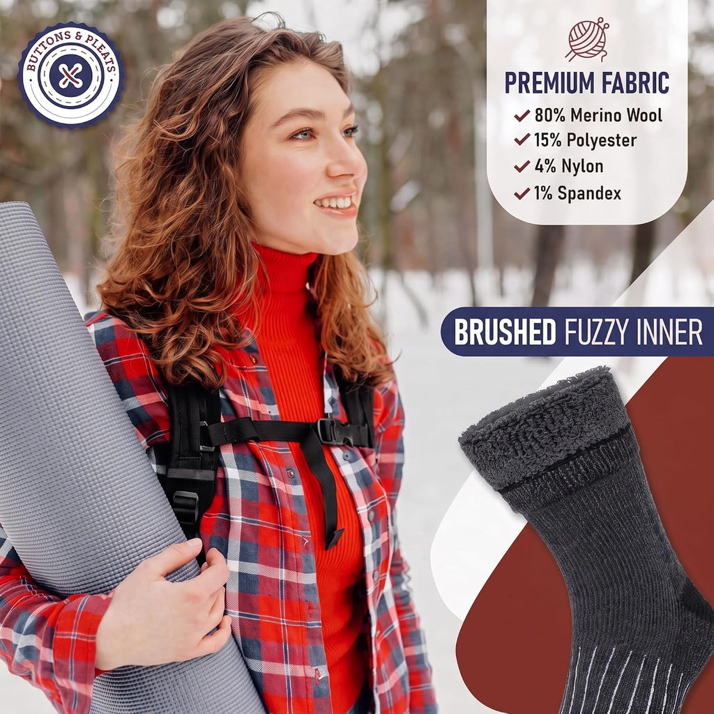 Wool Socks for Men & Women Merino Thermal Warm Cozy Winter Boot Sock