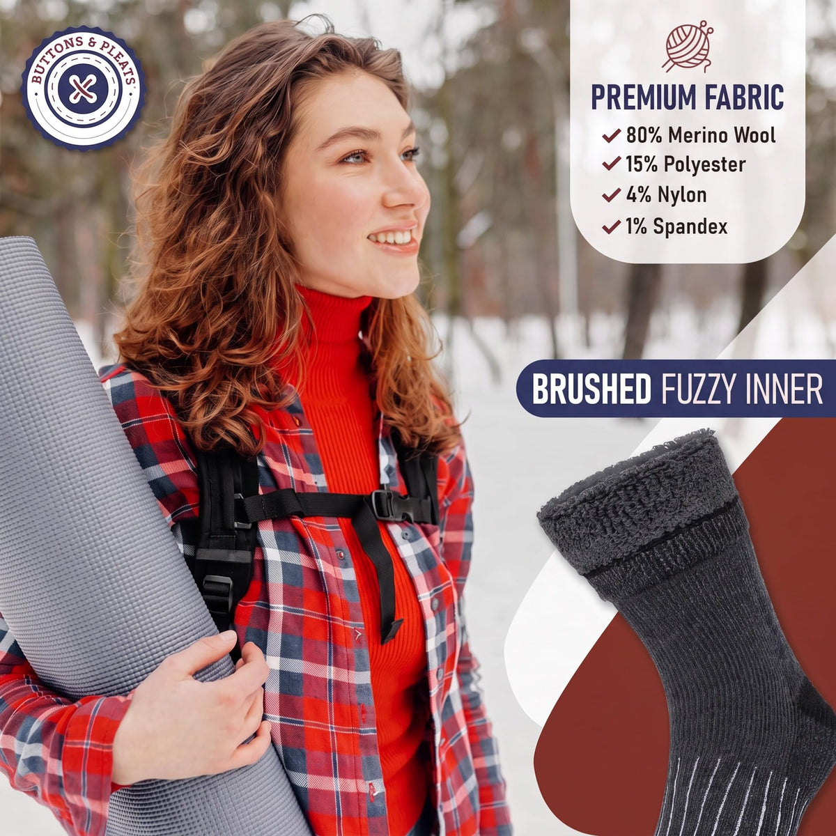 Wool Socks for Men & Women Merino Thermal Warm Cozy Winter Boot Sock