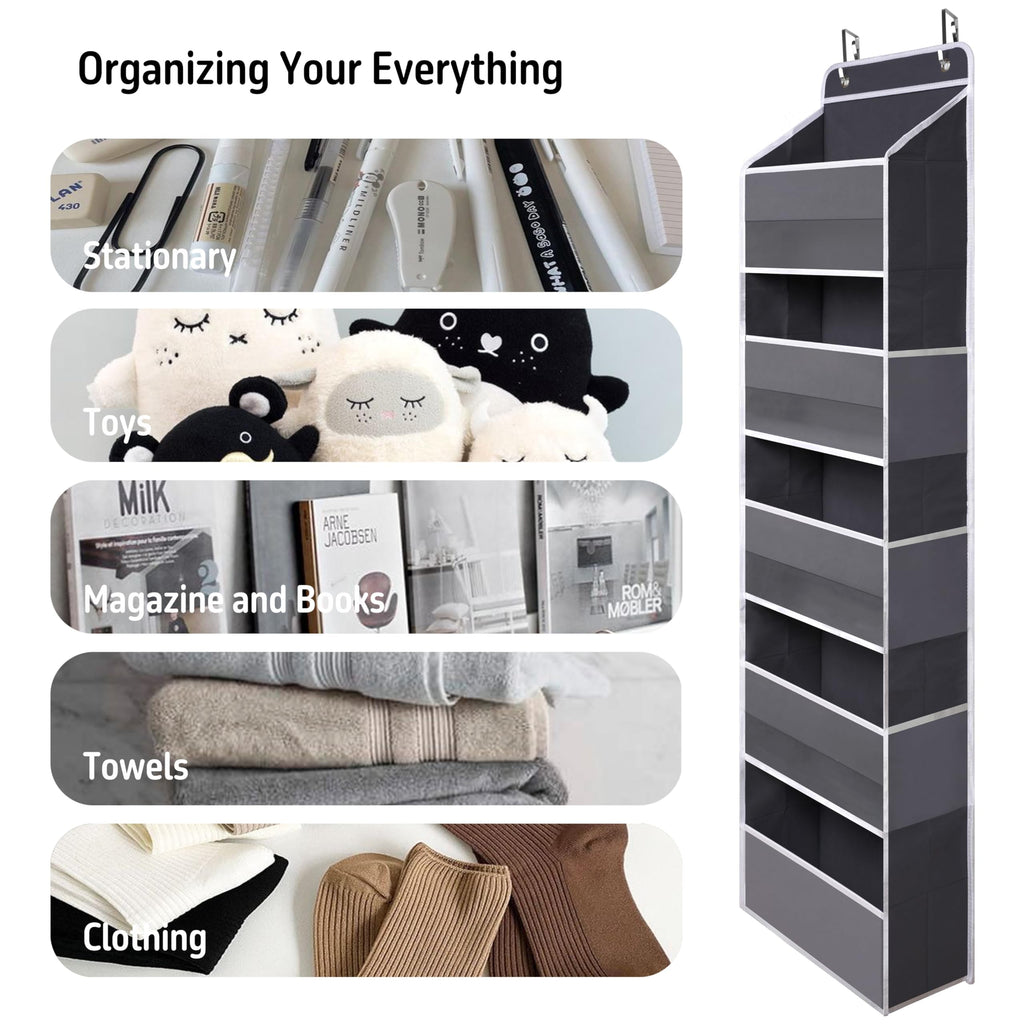 TYMENSH Over the Door Organizer for Bedroom Bathroom Pantry, 5 Shelf Black