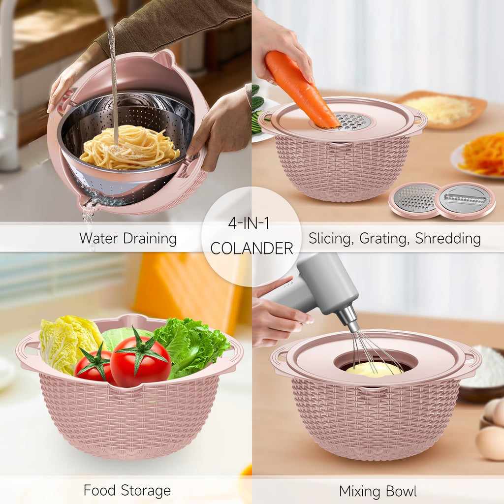 Over the Sink Colander - Strainers and Colanders - Sink Strainer Basket - Expandable Fine Mesh Strainer with Rubber Grip for Veggie, Fruits, Pasta, Home Kitchen Essentials (9.5W x 13.4-21.3L x 3.3H)