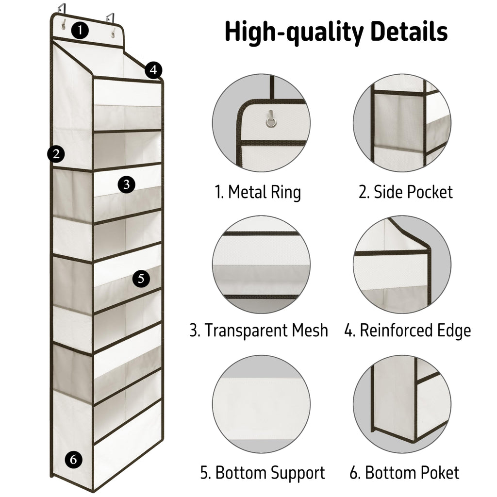 TYMENSH Over the Door Organizer for Bedroom Bathroom Pantry, 5 Shelf Black