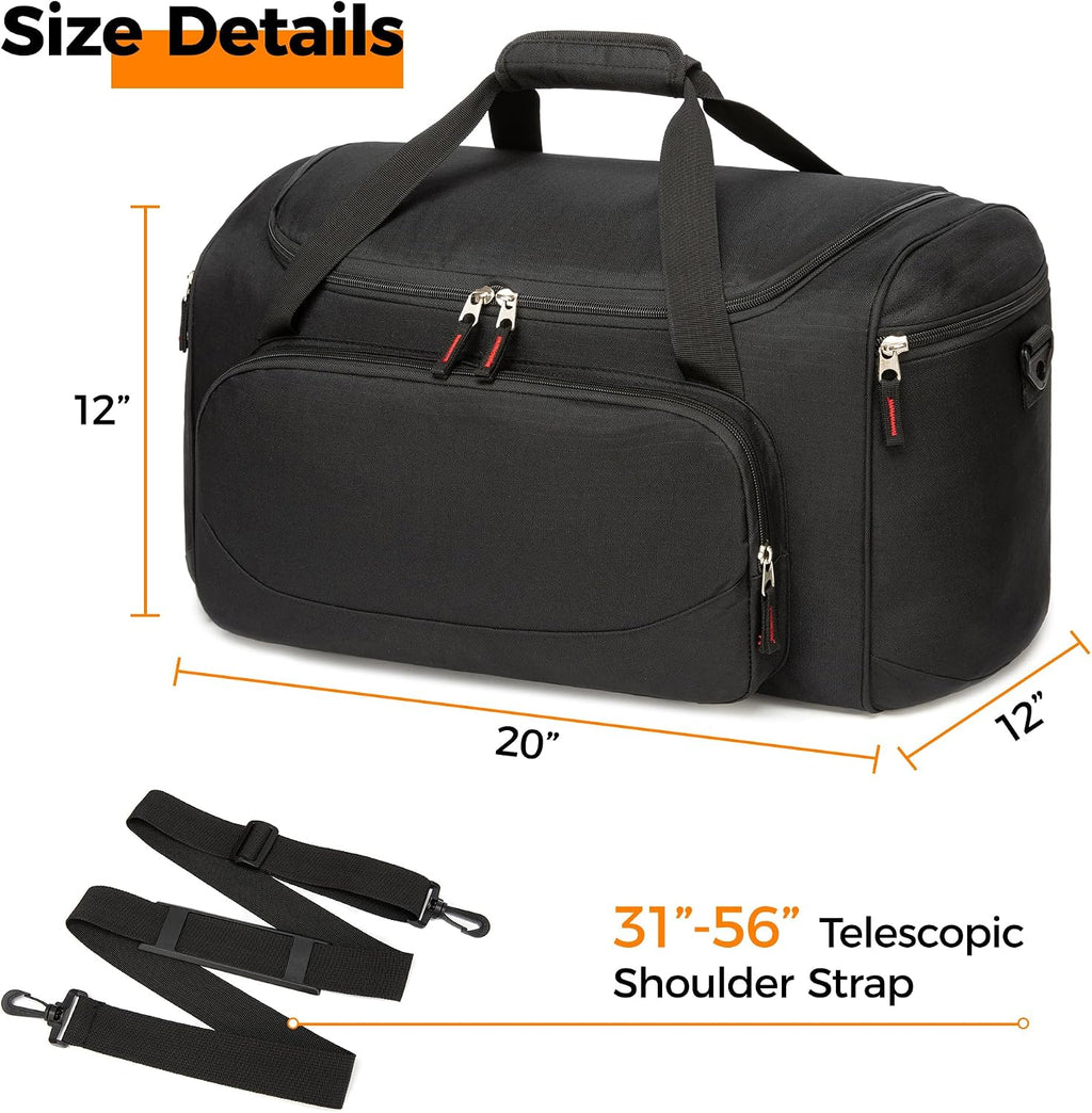 Gym Bag for Men & Women - 50L Large Duffle Bag for Travel, Black