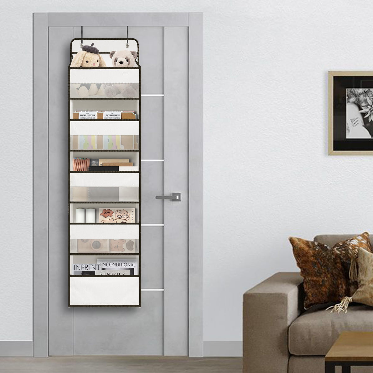 TYMENSH Over the Door Organizer for Bedroom Bathroom Pantry, 5 Shelf Black