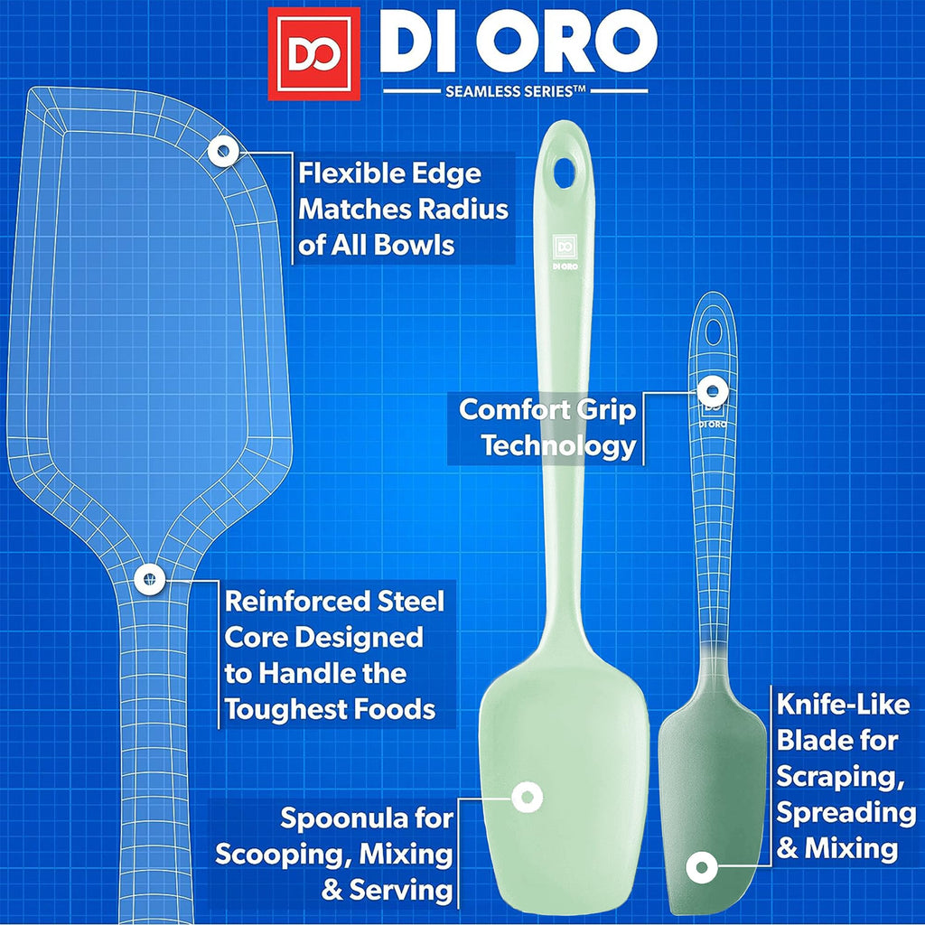 DI ORO Silicone Spatula Set - 600F Heat Resistant, 3-Pc Black