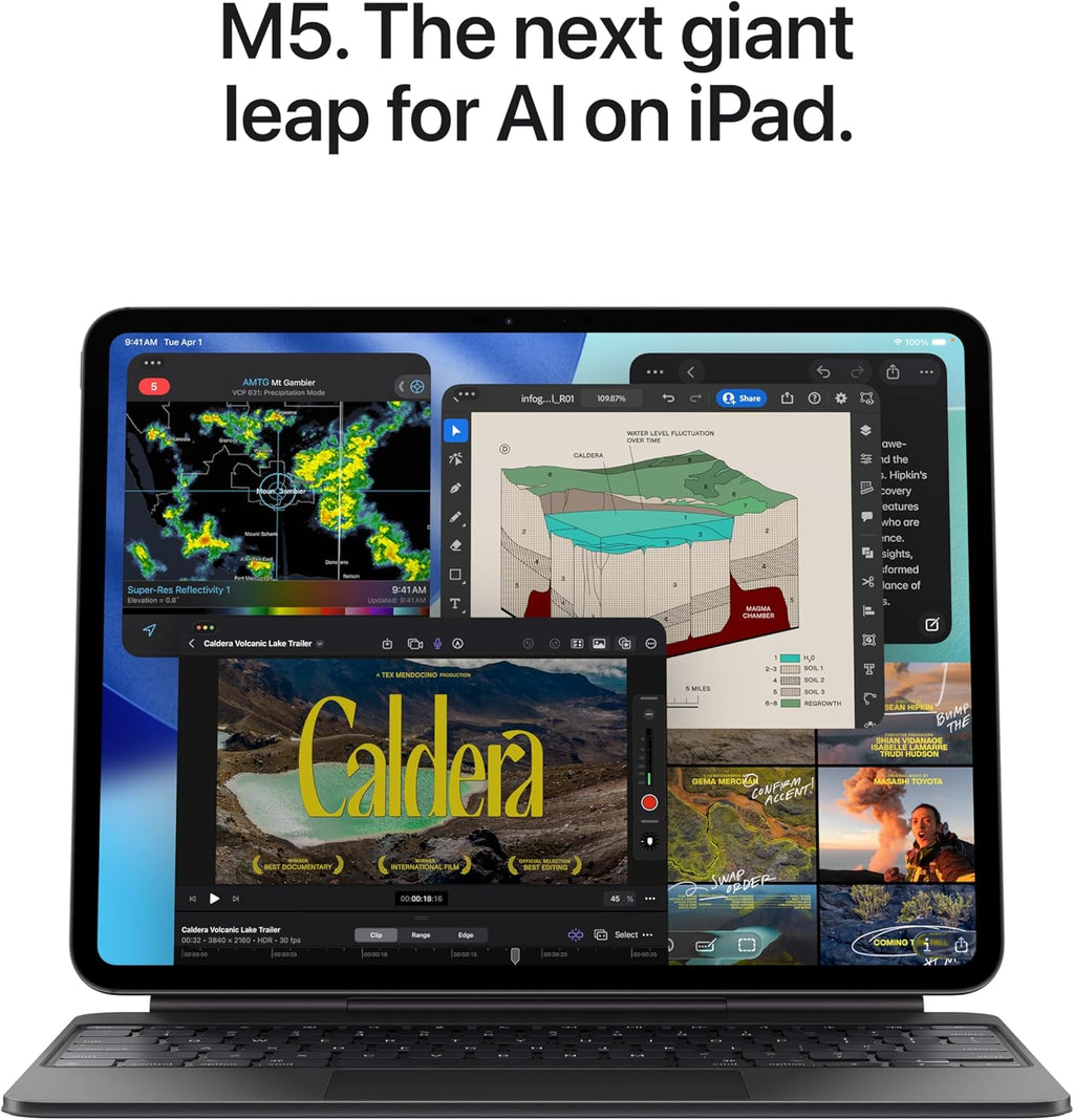 Apple iPad Pro 11-inch (M5): Ultra Retina XDR Display, 256GB, Landscape 12MP Front Camera/12MP Back Camera, LiDAR Scanner, Wi-Fi 7 with Apple N1, Face ID, All-Day Battery Life — Silver