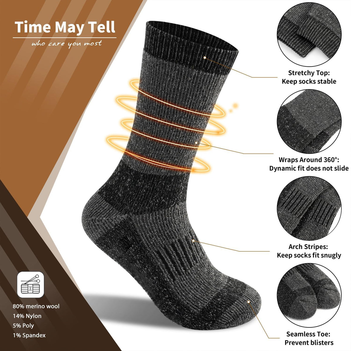 Merino Wool Socks for Men & Women, Thermal Warm Winter Socks