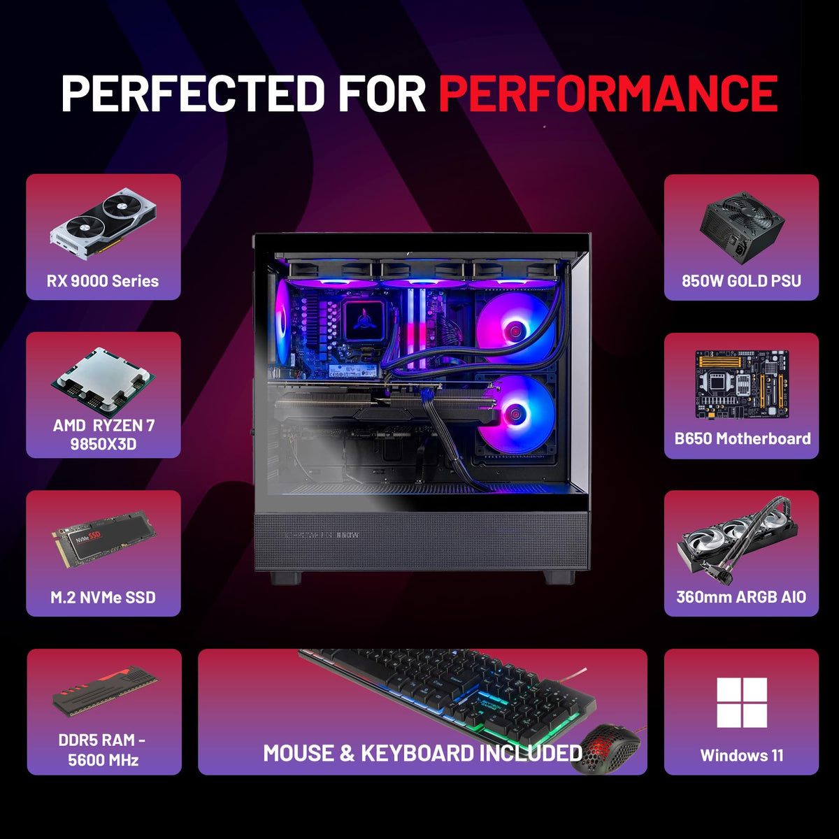 Skytech Gaming PC Desktop, Ryzen 7 7700, RTX 5060 Ti 8GB, 32GB RAM, 1TB SSD