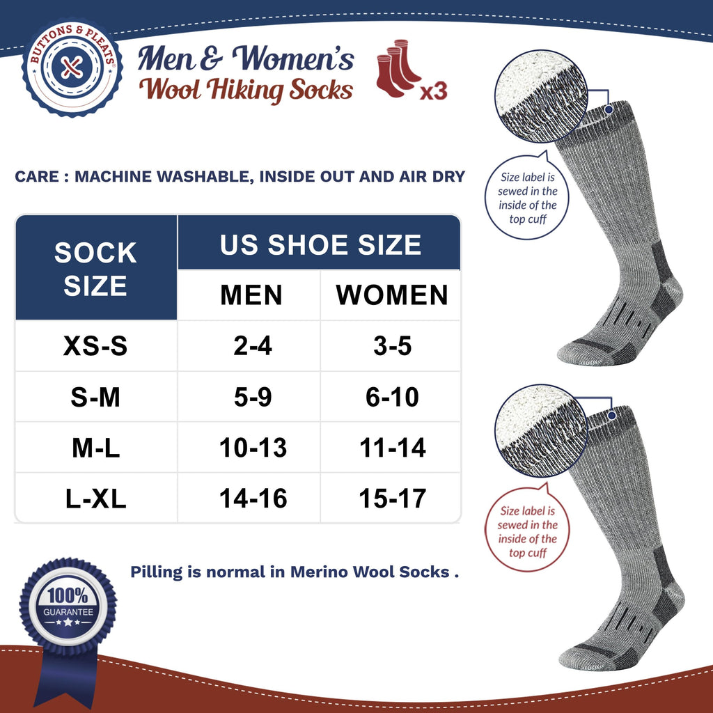 Wool Socks for Men & Women Merino Thermal Warm Cozy Winter Boot Sock