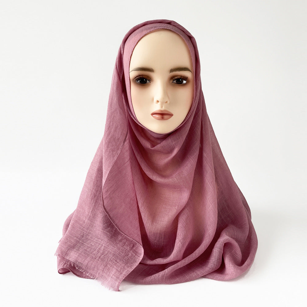 Muslim Kerchief Slub Cotton Scarf Tassel