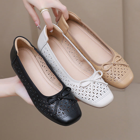 Summer Genuine Leather Breathable Low-cut Women's Shoes - souqmart
