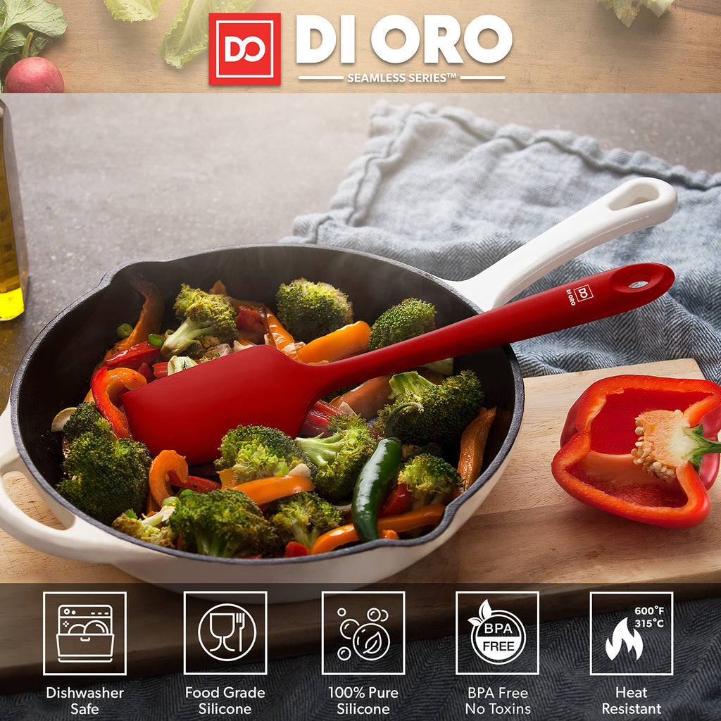 DI ORO Silicone Spatula Set - 600F Heat Resistant, 3-Pc Black