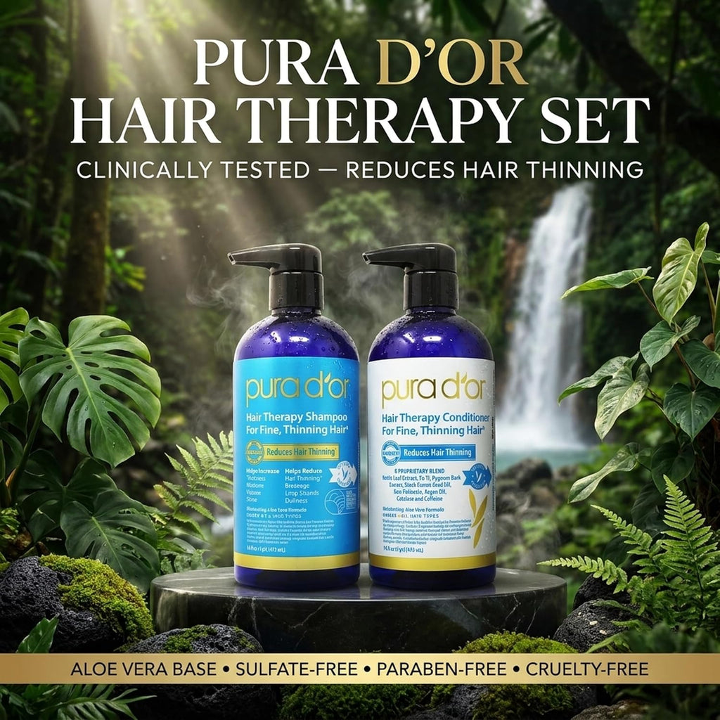 PURA D'OR Apple Cider Vinegar Shampoo & Conditioner Clarifying Set, 16oz x2