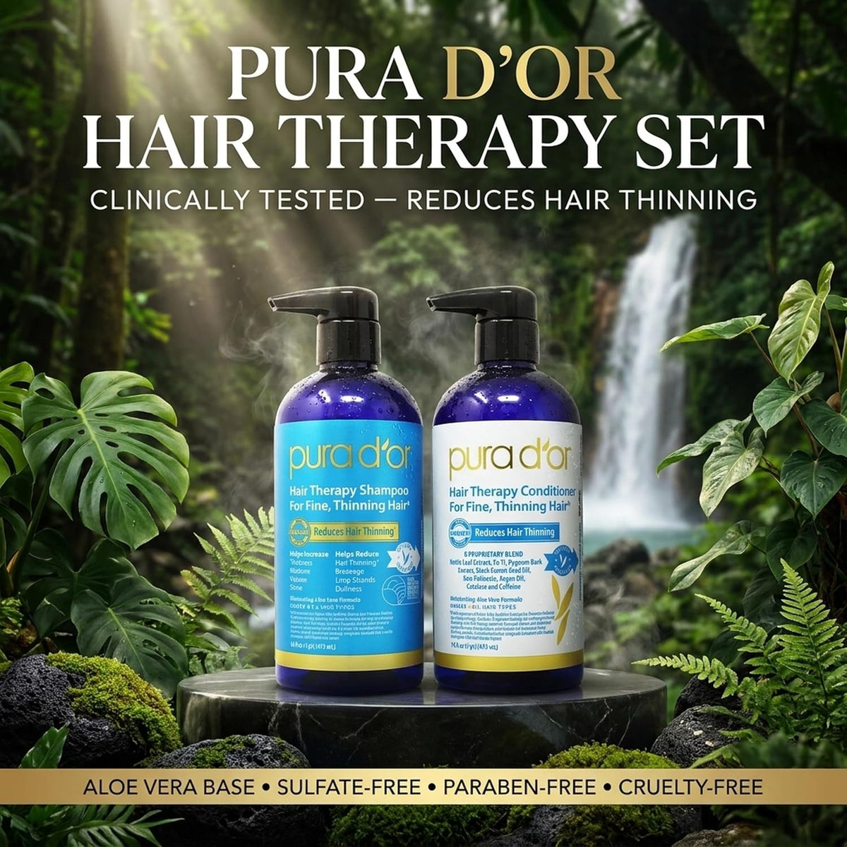 PURA D'OR Apple Cider Vinegar Shampoo & Conditioner Clarifying Set, 16oz x2