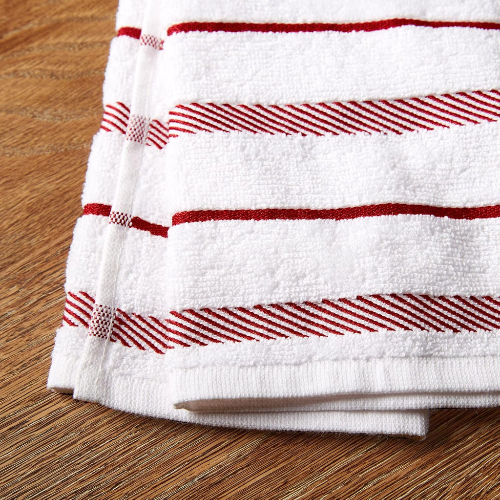 KitchenAid Albany Kitchen Towel 4-Pack Set, Milkshake Tan/White, 16"x26"