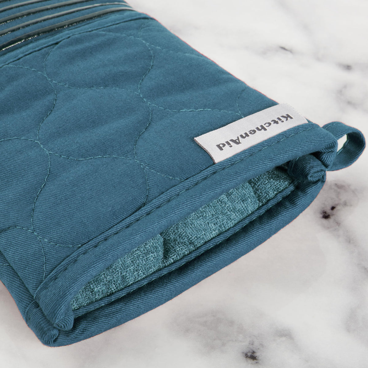 KITCHENAID Quilted Cotton Terry Cloth Oven Mitt, Pot Holder, Kitchen Towel 4-Pack Set, Heat Resistant, Silicone Grip, 16"x26", 7"x13" & 7"x10", Milkshake Tan