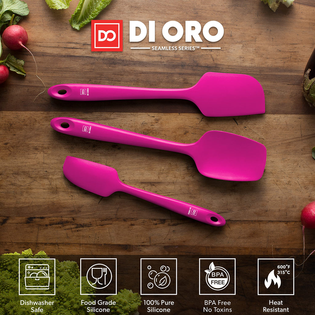 DI ORO Silicone Spatula Set - 600F Heat Resistant, 3-Pc Black