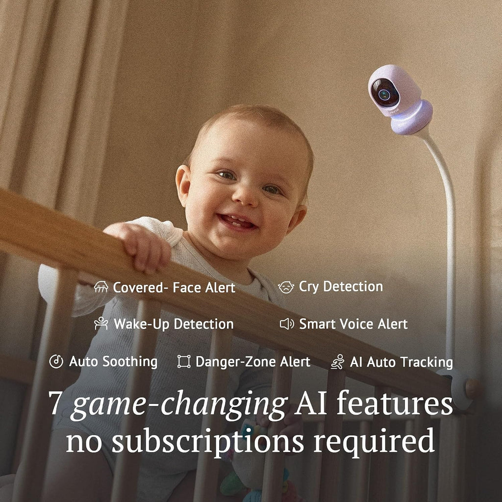 Monai Nest WiFi Baby Monitor with Camera and Audio, Portable, 8H Battery