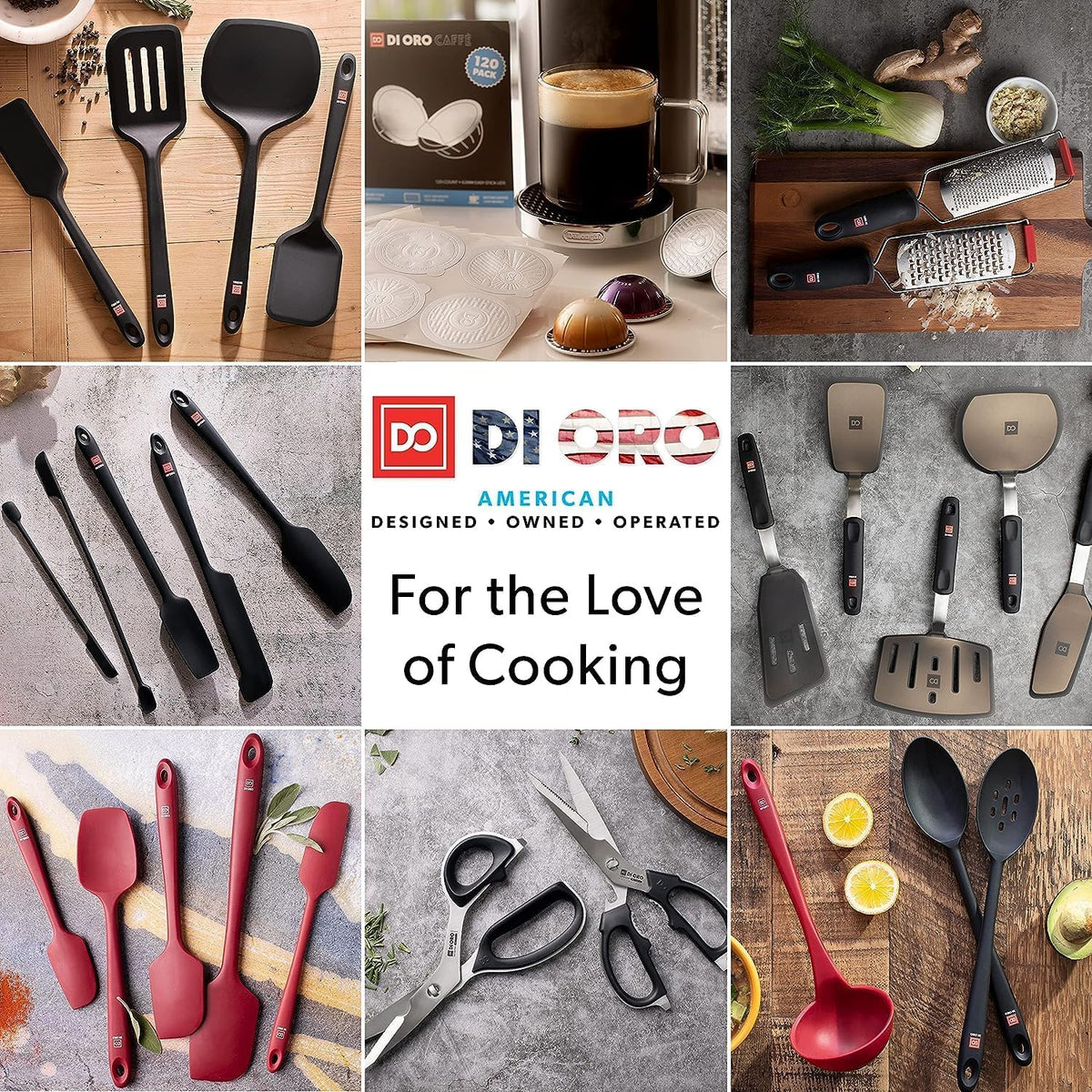 DI ORO Silicone Spatula Set - 600F Heat Resistant, 3-Pc Black