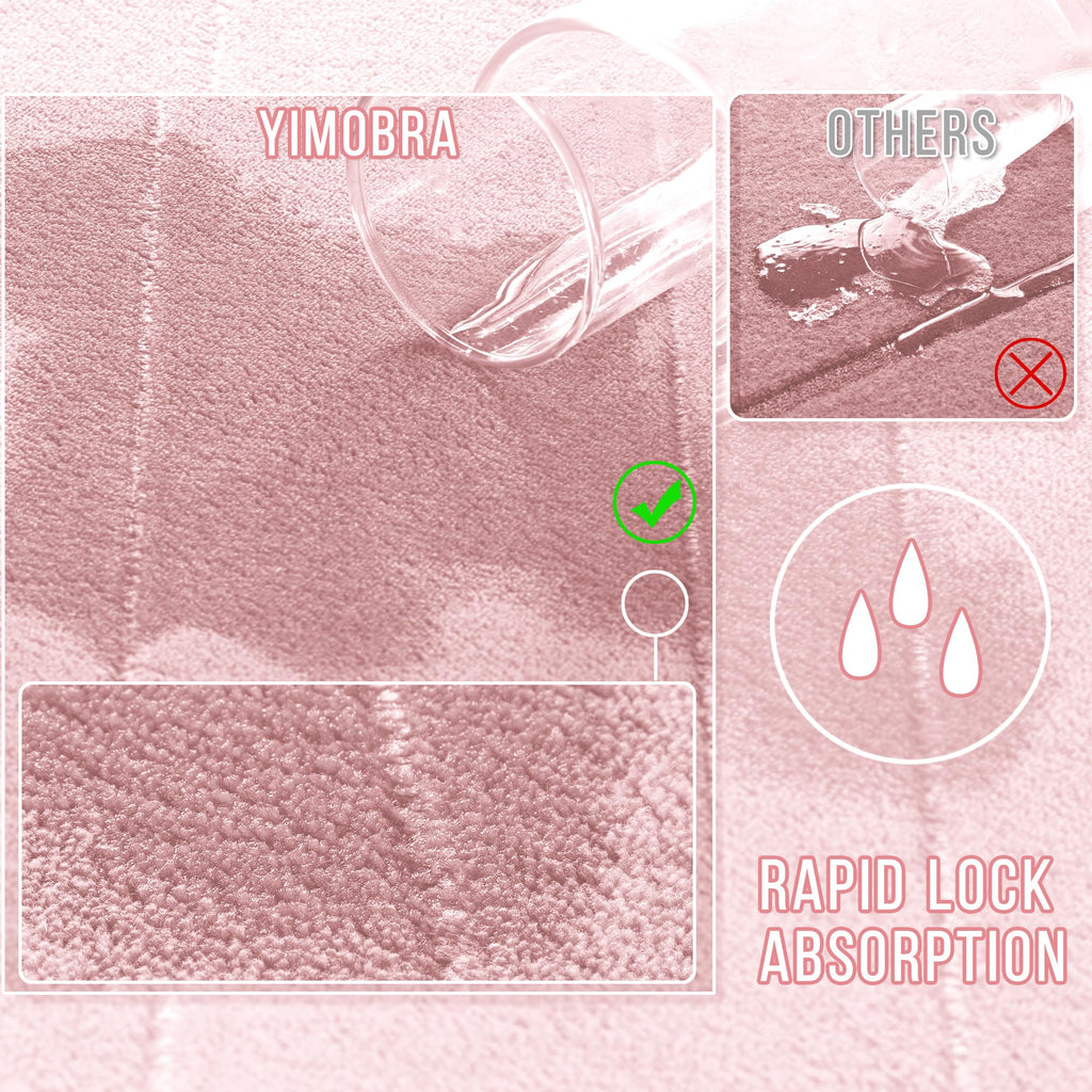 Yimobra Memory Foam Bath Mat Set 3 Pieces- Super Soft Absorbent Quick Dry Bathroom Rug Sets, Machine Washable Non Slip Floor Carpet for Tub Shower, Vanity & Toilet Base, Gray