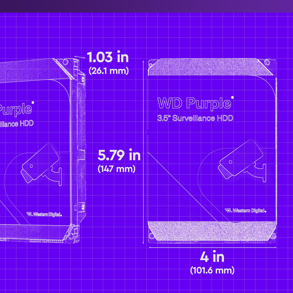 Western Digital 2TB WD Purple Surveillance Internal Hard Drive HDD, CMR, SATA 6 Gb/s, 64 MB Cache, 3.5" - WD23PURZ