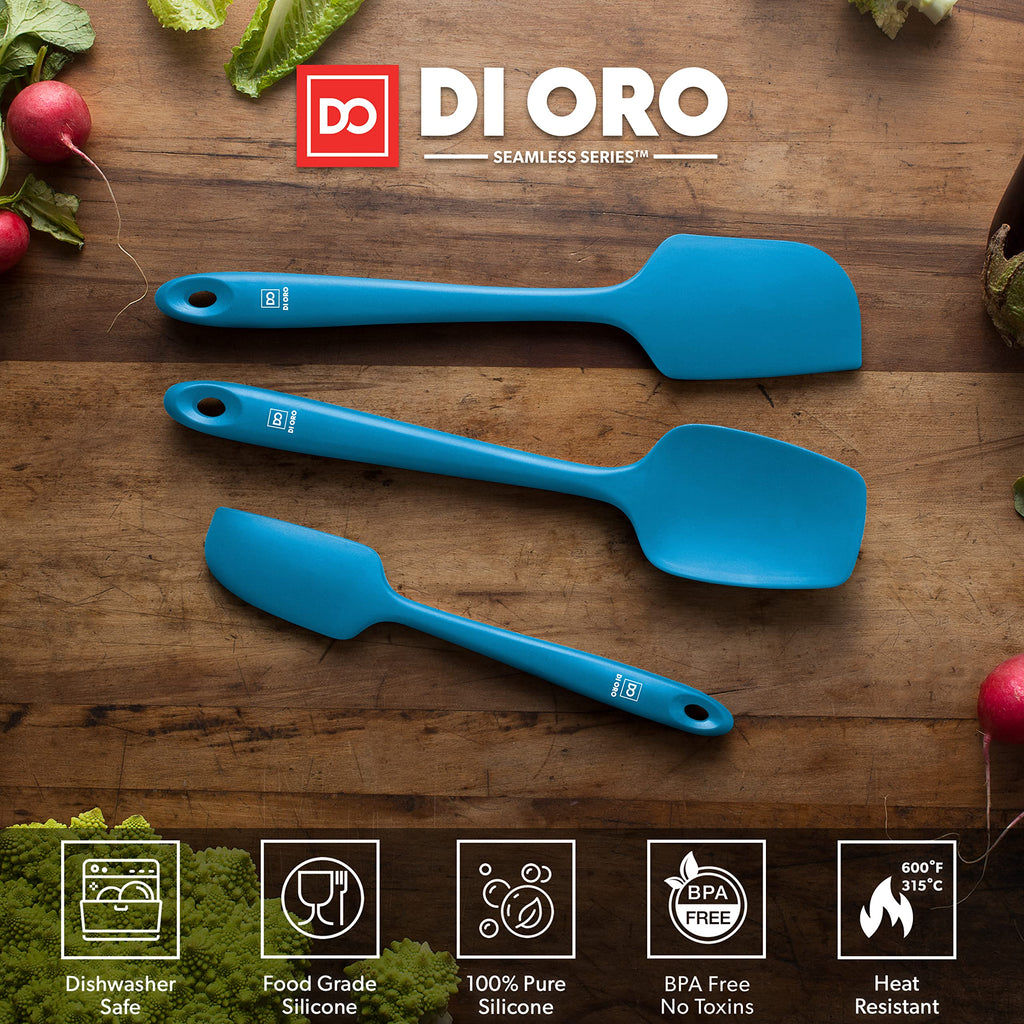 DI ORO Silicone Spatula Set - 600F Heat Resistant, 3-Pc Black