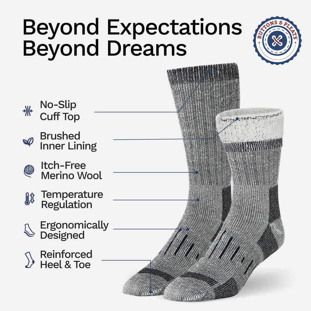 Wool Socks for Men & Women Merino Thermal Warm Cozy Winter Boot Sock