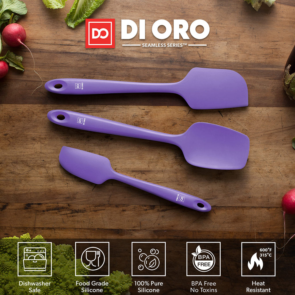 DI ORO Silicone Spatula Set - 600F Heat Resistant, 3-Pc Black