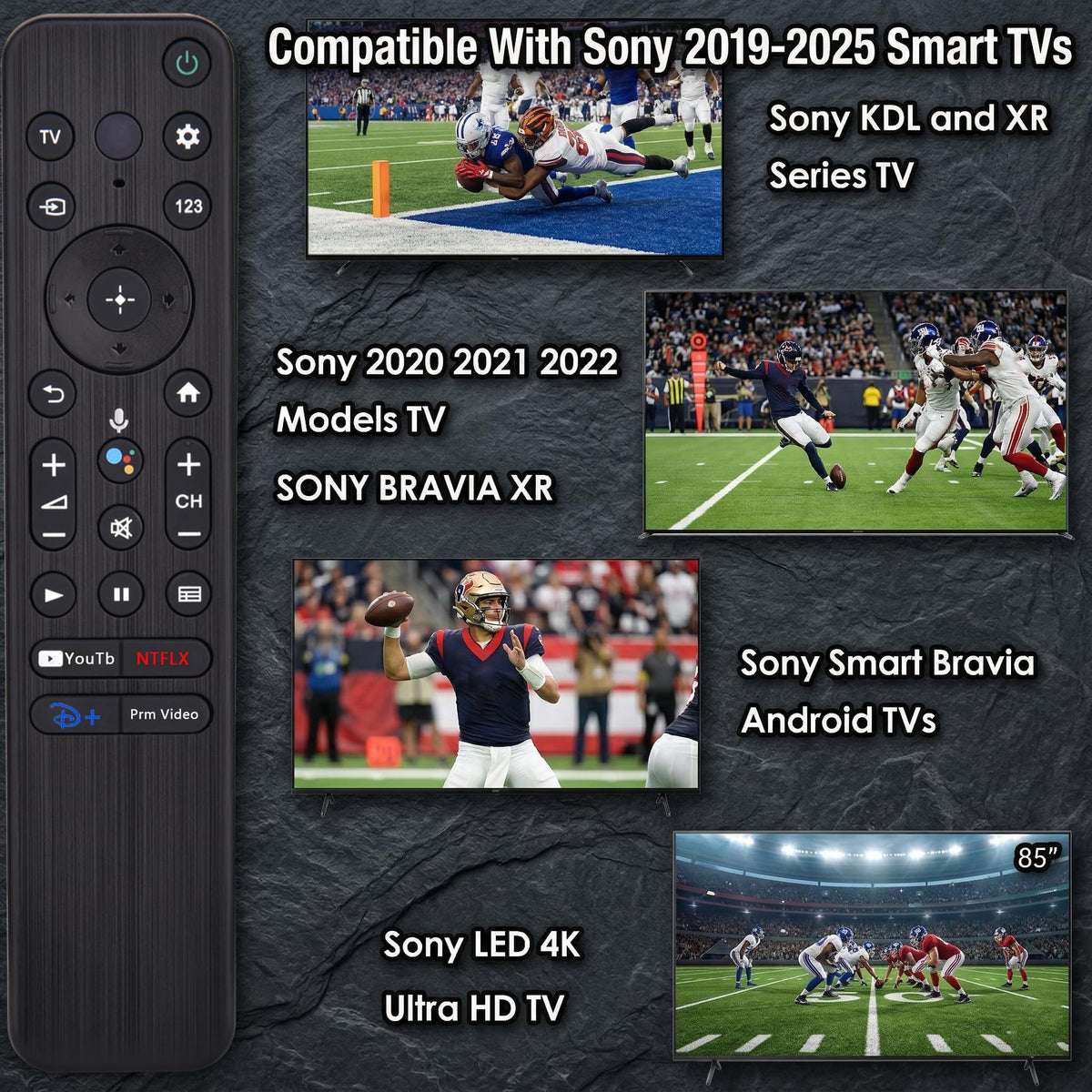 Replacement for Sony Remote,for All 2019-2026 Bravia Smart TV Voice Control