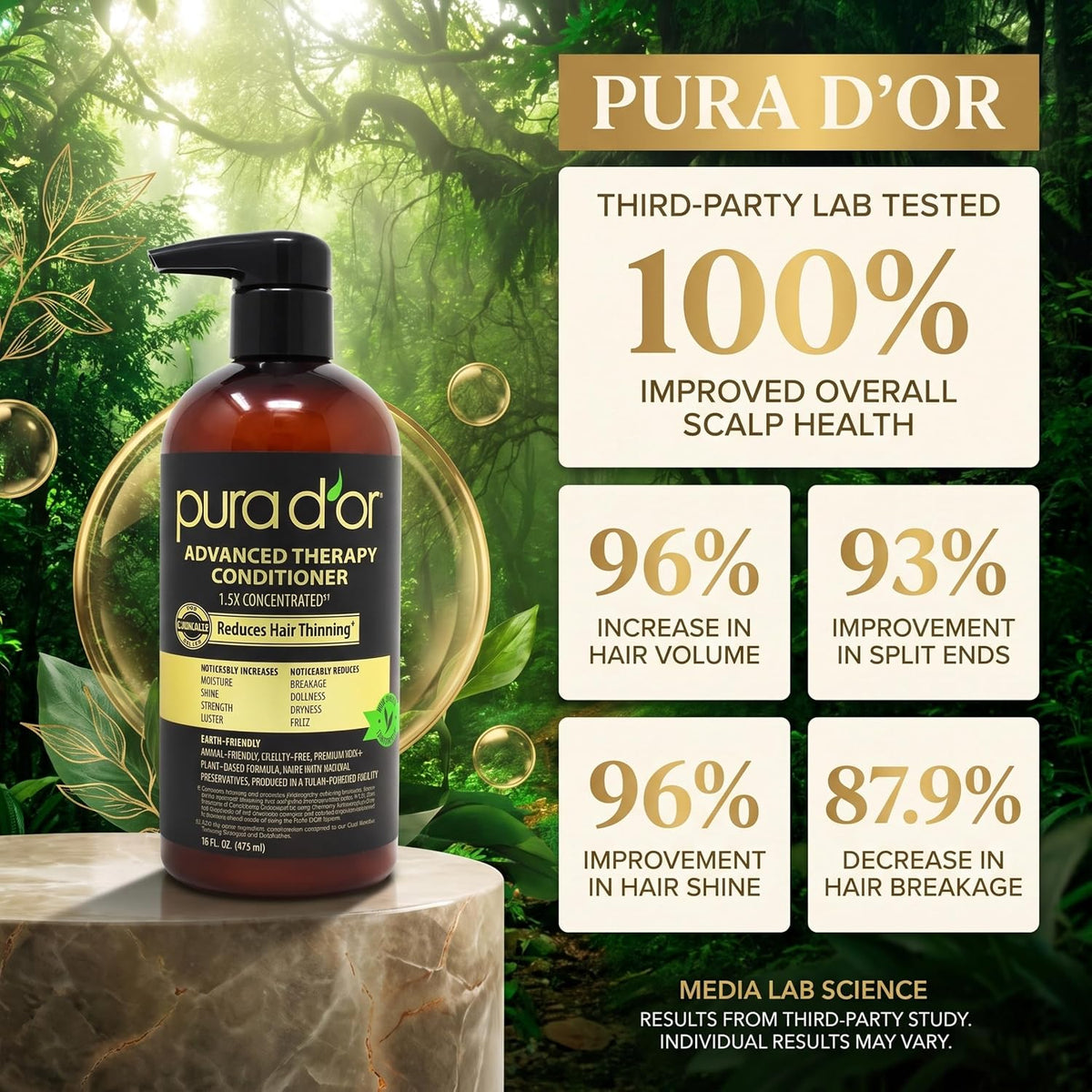 PURA D'OR Apple Cider Vinegar Shampoo & Conditioner Clarifying Set, 16oz x2