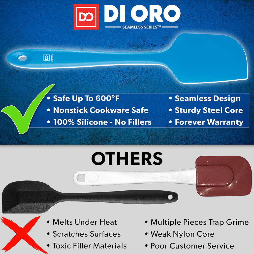 DI ORO Silicone Spatula Set - 600F Heat Resistant, 3-Pc Black