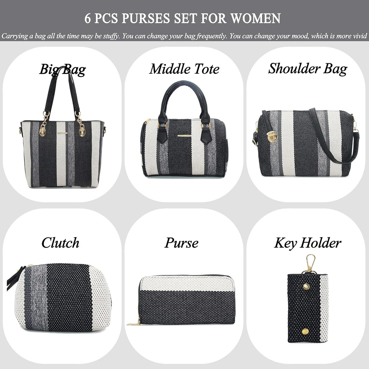 2E-youth Damen Geldbrsen und Handtaschen Set Tragetasche, Umhngetasche