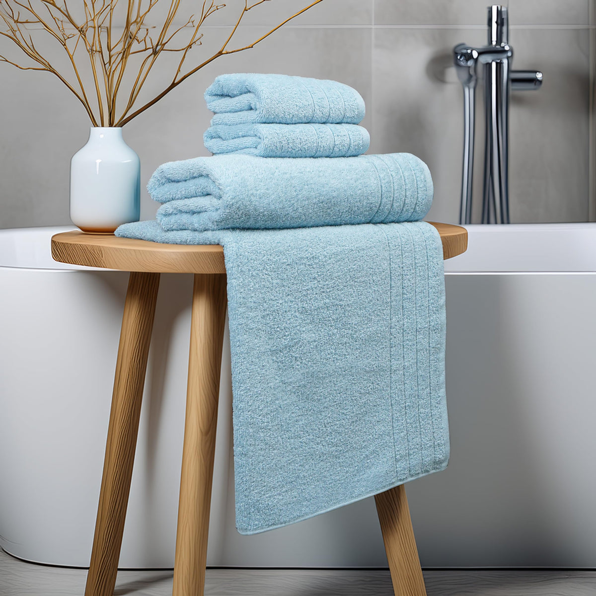 Tens Towels 8 Piece Towel Set, 2 XL Bath, 2 Hand, 4 Washcloth, Black