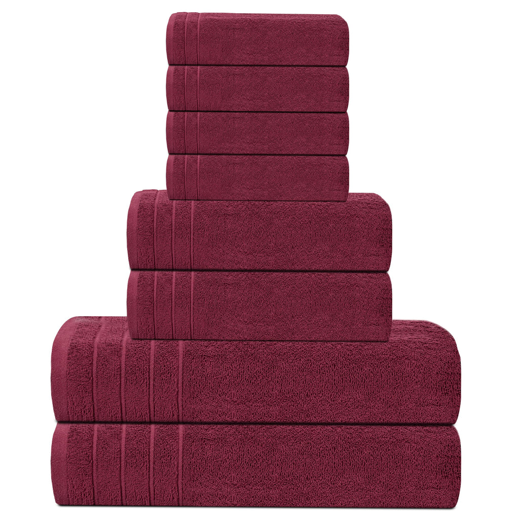 Tens Towels 8 Piece Towel Set, 2 XL Bath, 2 Hand, 4 Washcloth, Black
