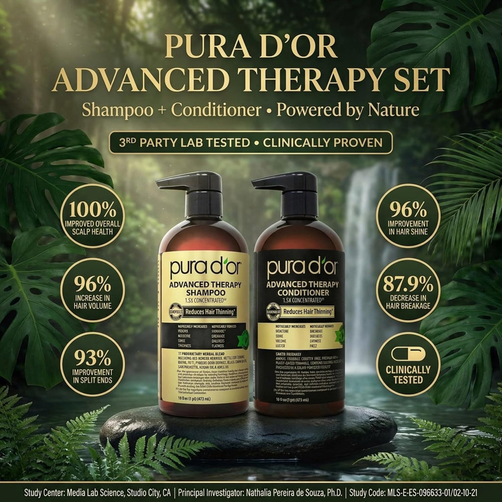 PURA D'OR Apple Cider Vinegar Shampoo & Conditioner Clarifying Set, 16oz x2