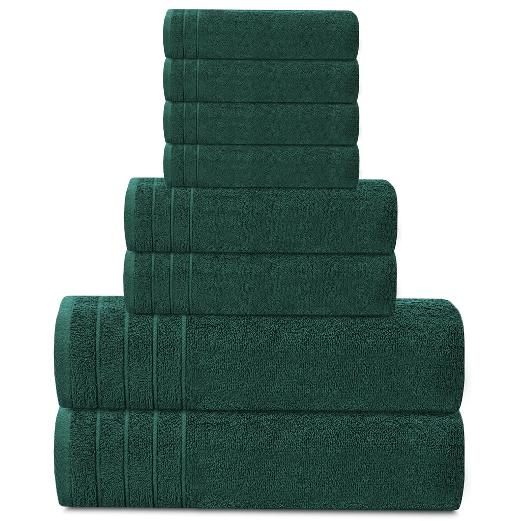Tens Towels 8 Piece Towel Set, 2 XL Bath, 2 Hand, 4 Washcloth, Black