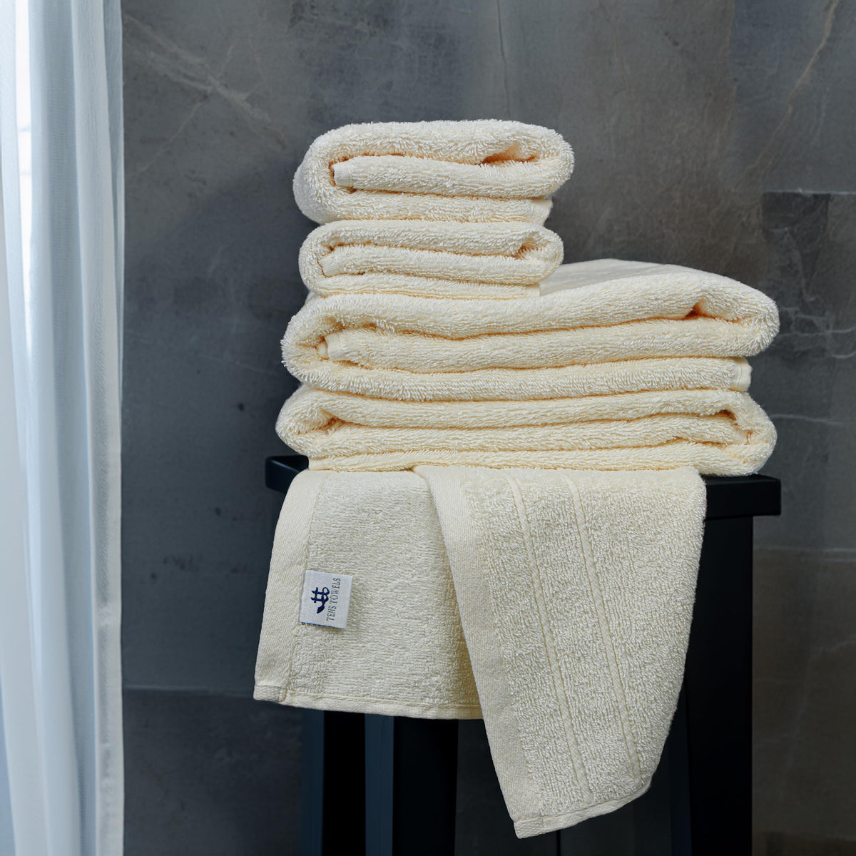 Tens Towels 8 Piece Towel Set, 2 XL Bath, 2 Hand, 4 Washcloth, Black