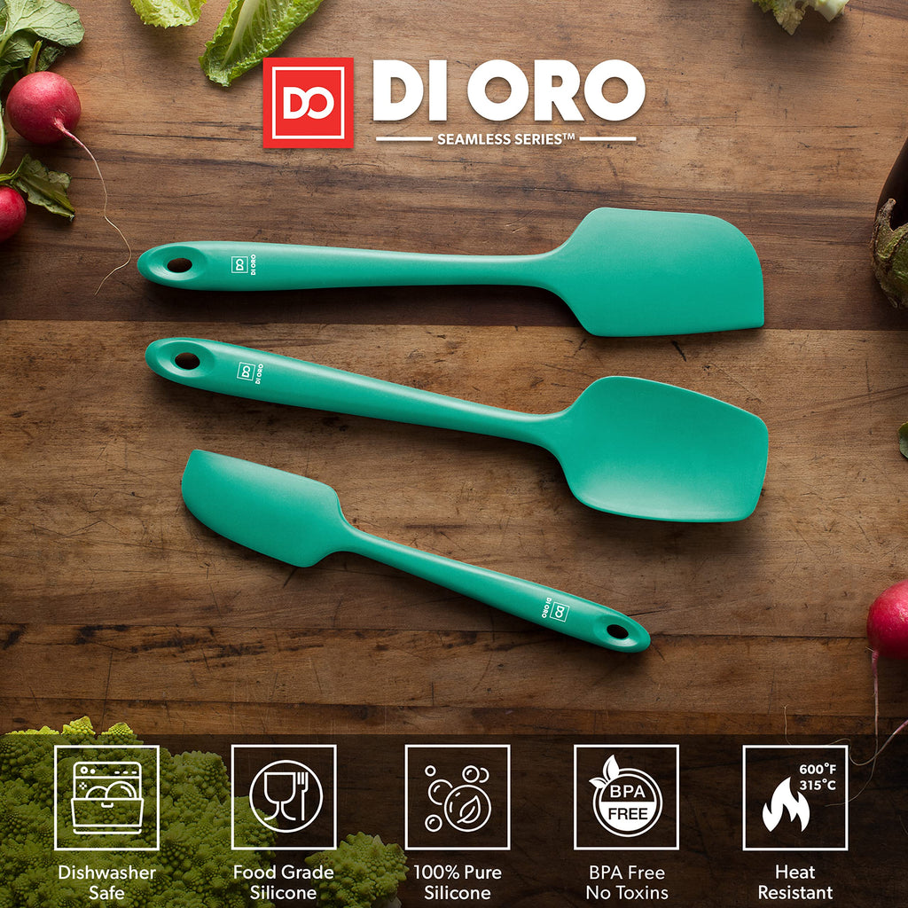 DI ORO Silicone Spatula Set - 600F Heat Resistant, 3-Pc Black