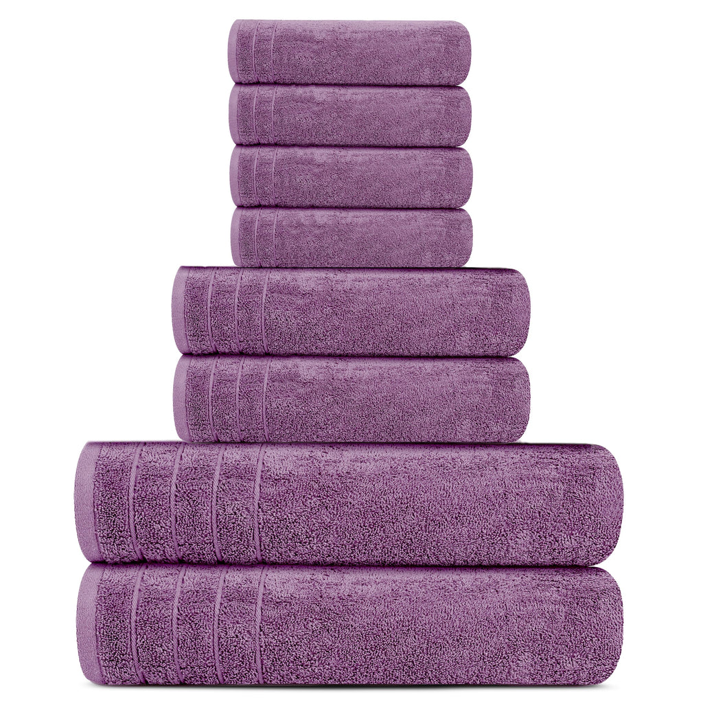 Tens Towels 8 Piece Towel Set, 2 XL Bath, 2 Hand, 4 Washcloth, Black