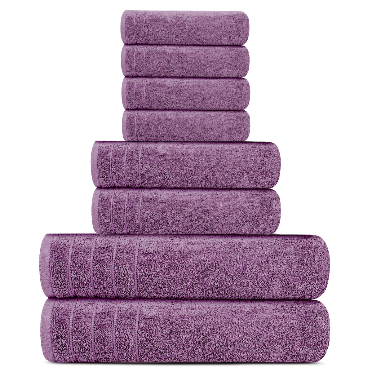 Tens Towels 8 Piece Towel Set, 2 XL Bath, 2 Hand, 4 Washcloth, Black