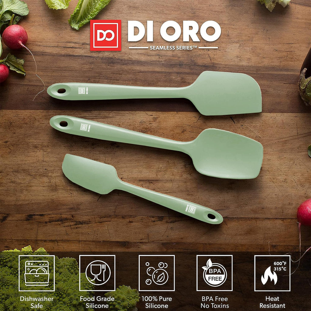 DI ORO Silicone Spatula Set - 600F Heat Resistant, 3-Pc Black