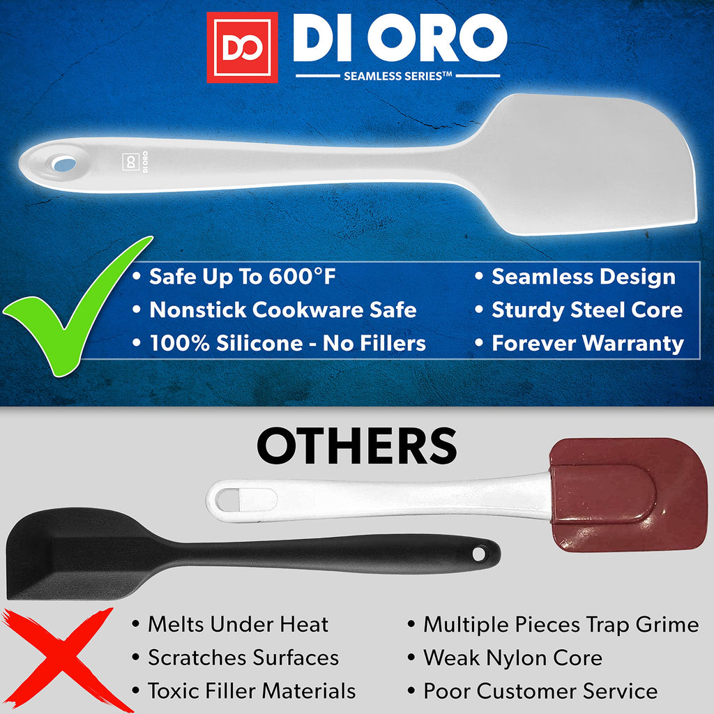 DI ORO Silicone Spatula Set - 600F Heat Resistant, 3-Pc Black