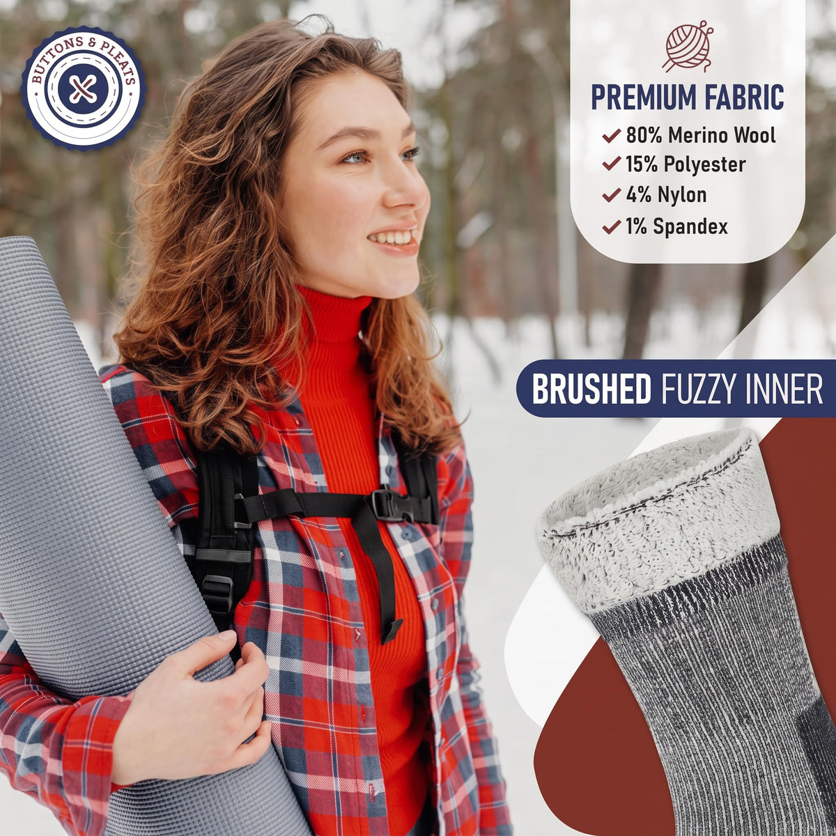 Wool Socks for Men & Women Merino Thermal Warm Cozy Winter Boot Sock