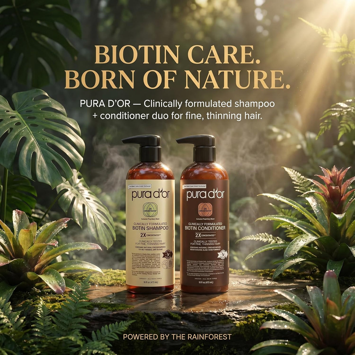 PURA D'OR Apple Cider Vinegar Shampoo & Conditioner Clarifying Set, 16oz x2