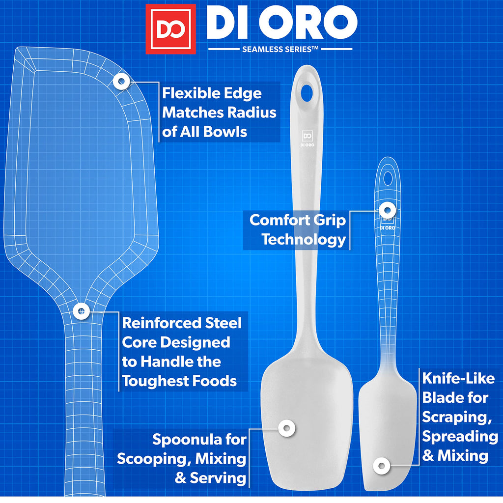 DI ORO Silicone Spatula Set - 600F Heat Resistant, 3-Pc Black