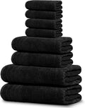 Tens Towels 8 Piece Towel Set, 2 XL Bath, 2 Hand, 4 Washcloth, Black